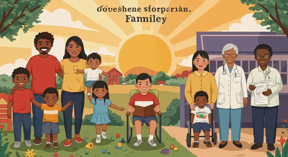 Diverse families benefiting from increased government family support programs.