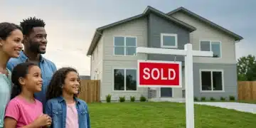 Family smiling in front of a new home, representing federal housing assistance success