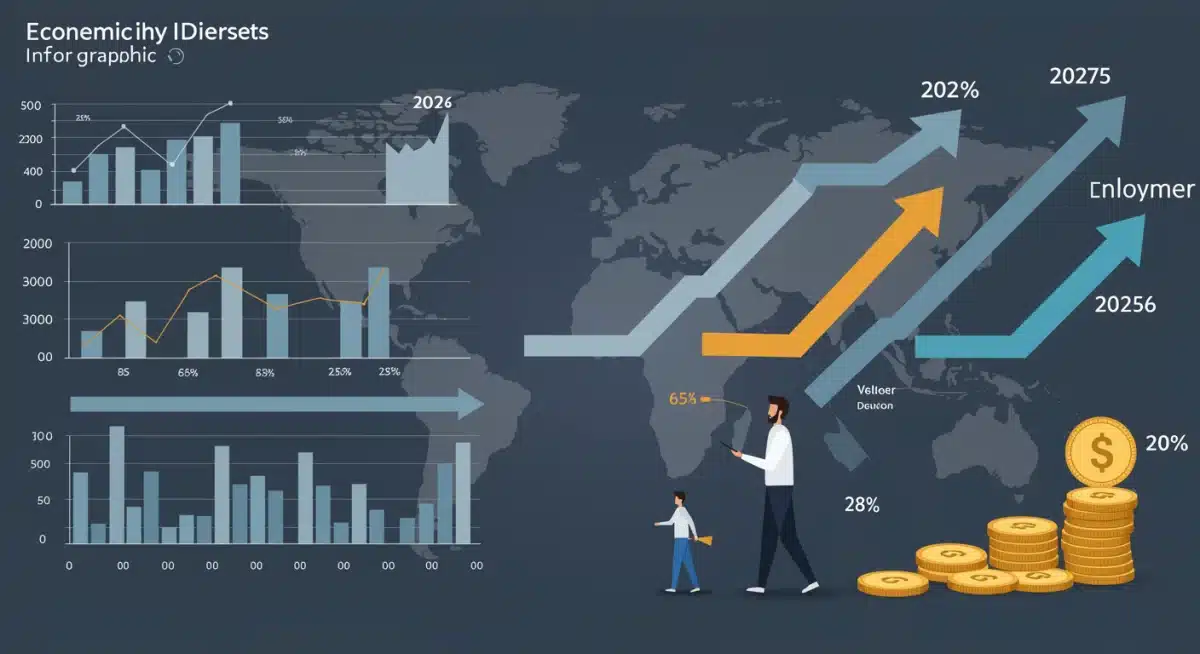 Infographic showing key economic indicators and 2026 projections for inflation, employment, and consumer spending.