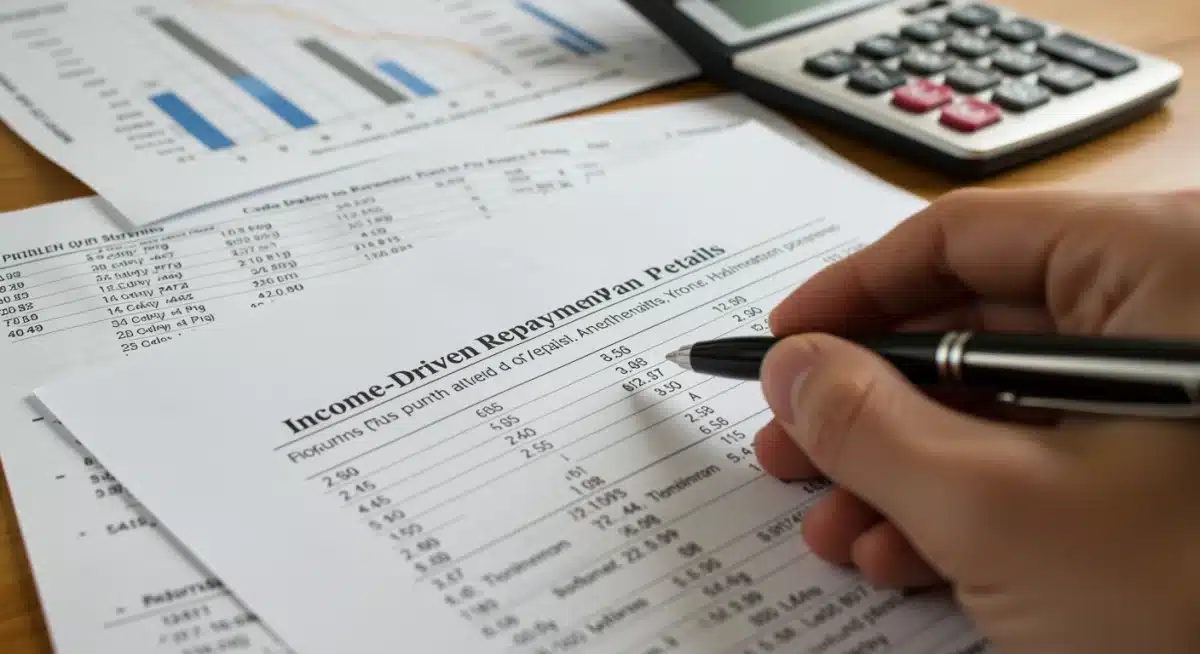 Person analyzing income-driven repayment plan details for student loans.