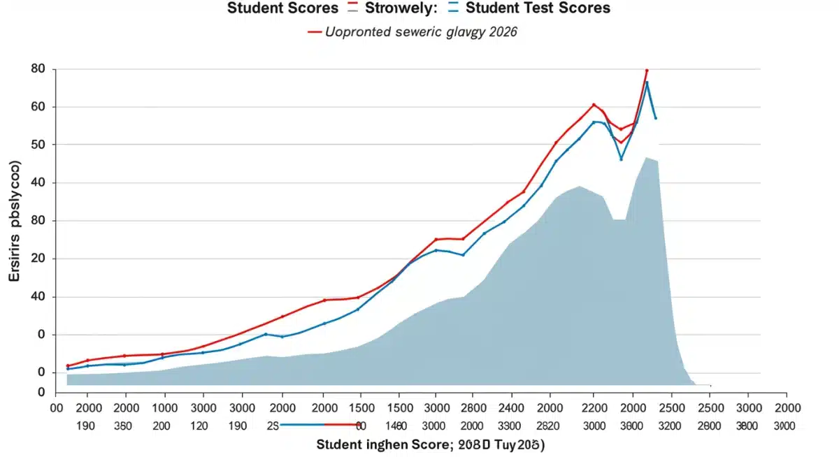 Graph illustrating student test score trends and learning gaps post-pandemic