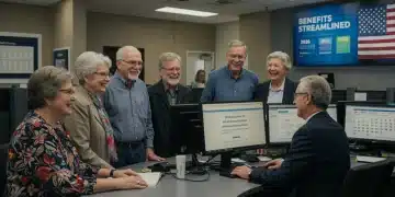 Americans engaging with Social Security services in 2026, featuring streamlined processes.