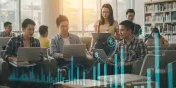 Students collaborating in a modern university library, symbolizing access to federal education grants and financial aid.