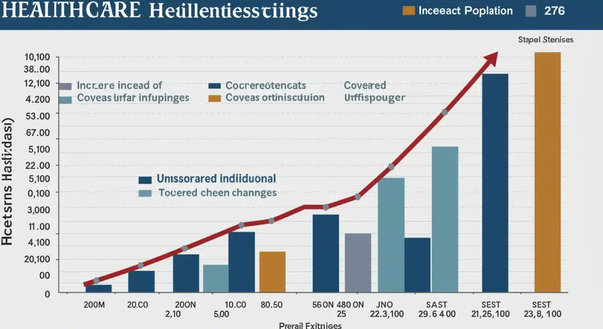Infographic showing projected increase in healthcare coverage for uninsured Americans.