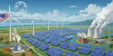 Illustration of diverse renewable energy sources powering the United States in 2026