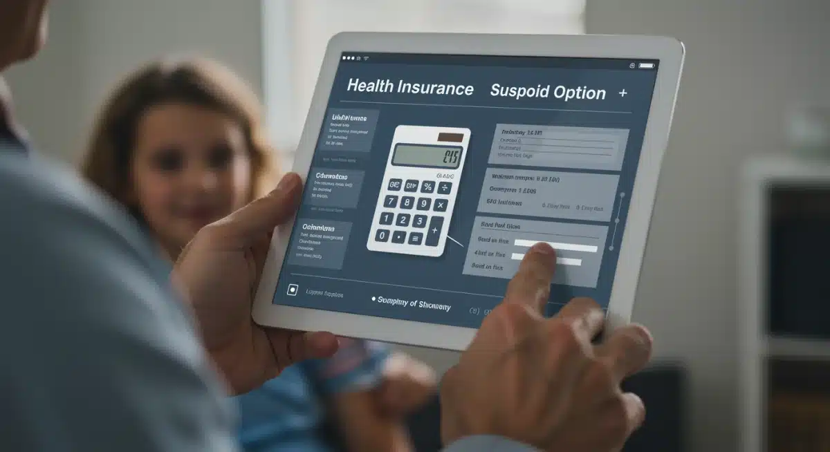 Digital tablet showing health insurance plans and subsidy calculations for a family.