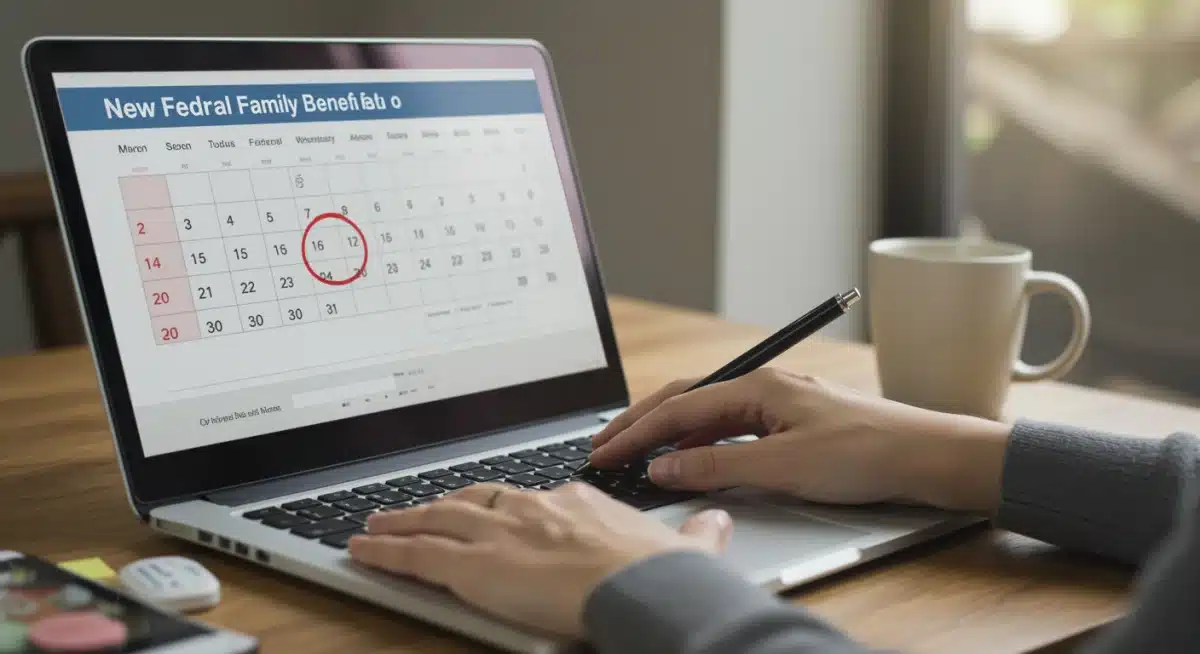 Person filling out online application for federal family benefits 2026, highlighting March 1st deadline.