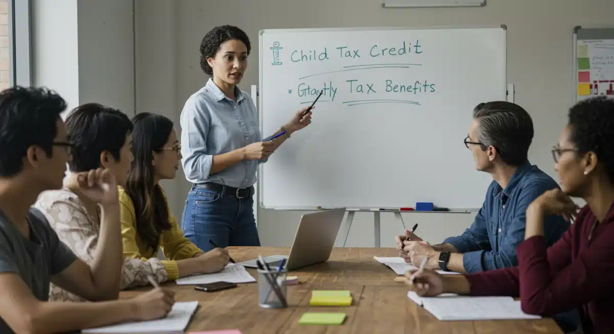 Parents discussing Child Tax Credit at a community financial workshop