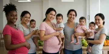 Happy diverse mothers and children benefiting from WIC program support