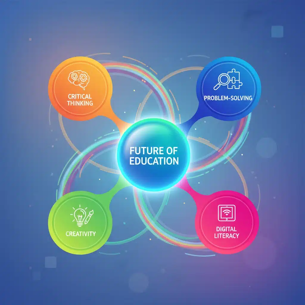 Infographic illustrating key skills for future education and standardized tests