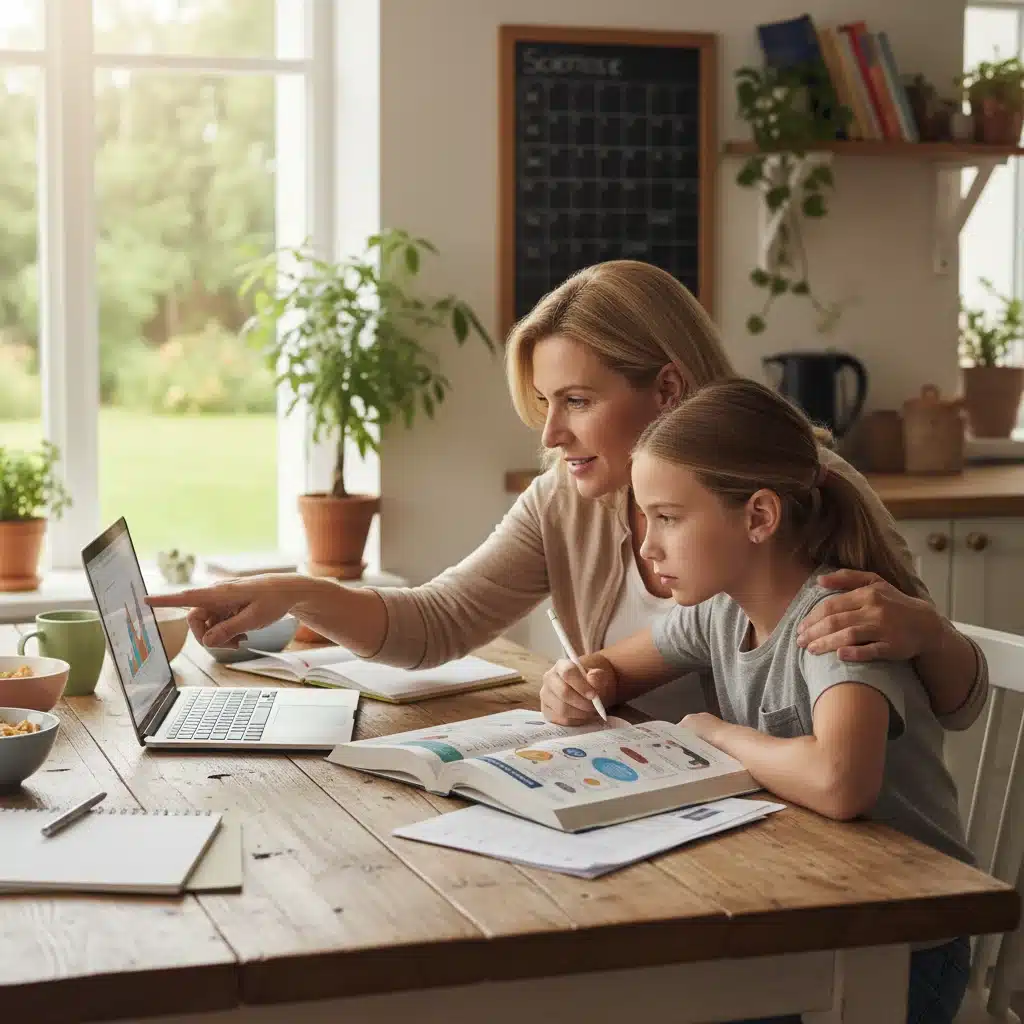 Parent and child studying together for standardized tests