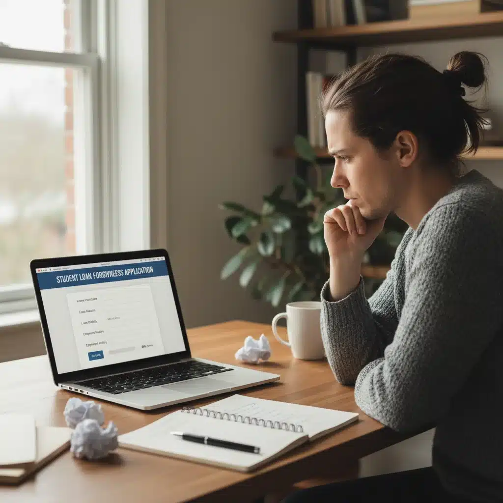 Individual applying for student loan forgiveness online