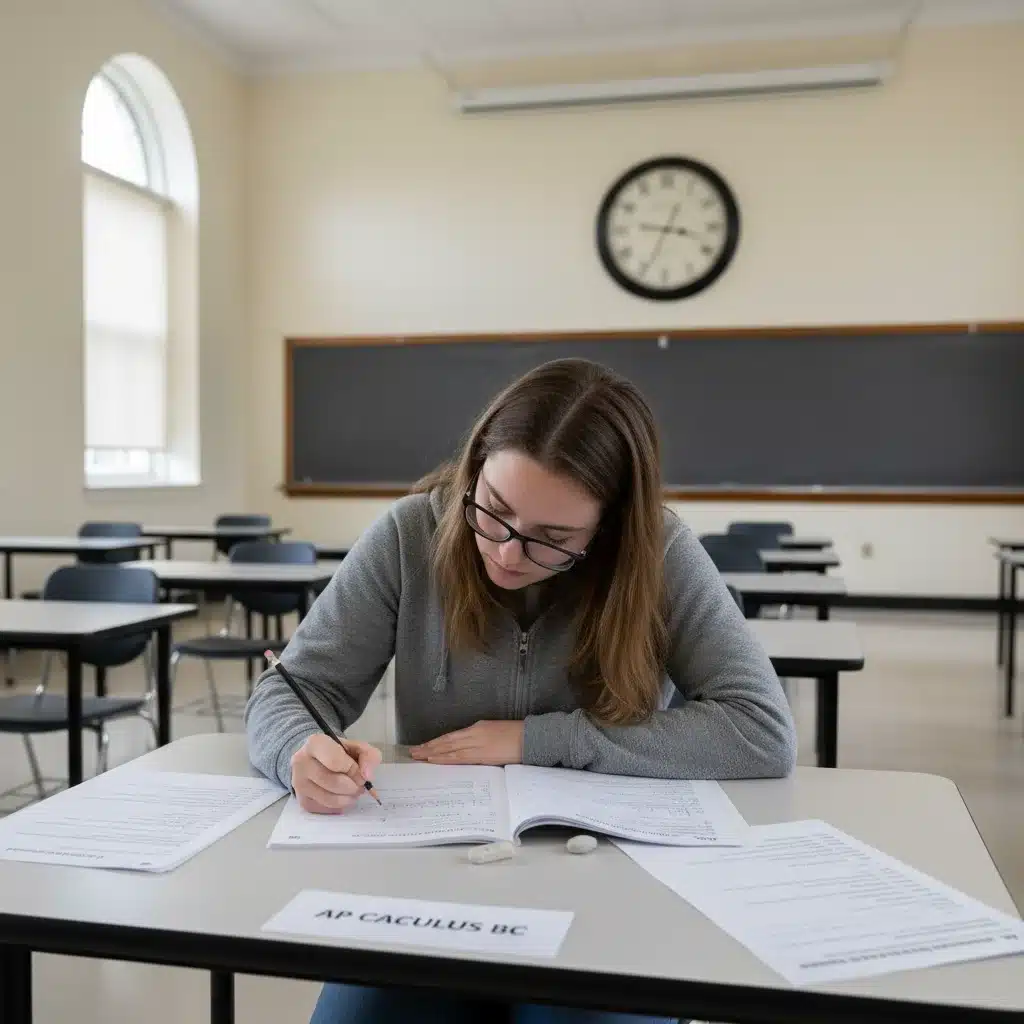 Student focused during an Advanced Placement exam.