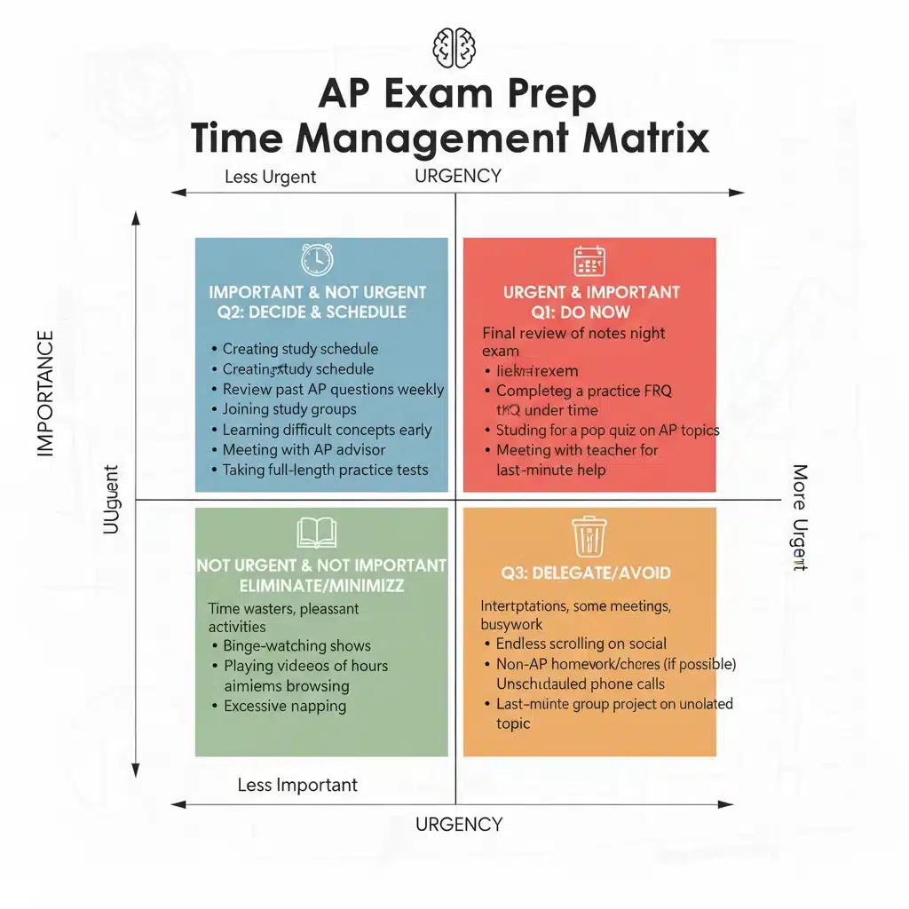 Time management matrix for effective AP exam preparation.