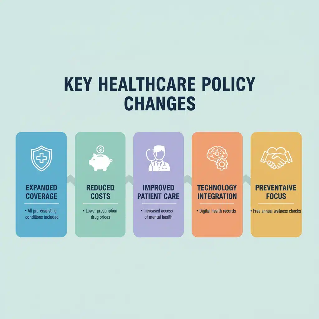 Infographic illustrating five key healthcare policy changes for 2026