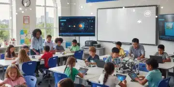 Students and teachers in a modern classroom benefiting from K-12 federal funding initiatives.