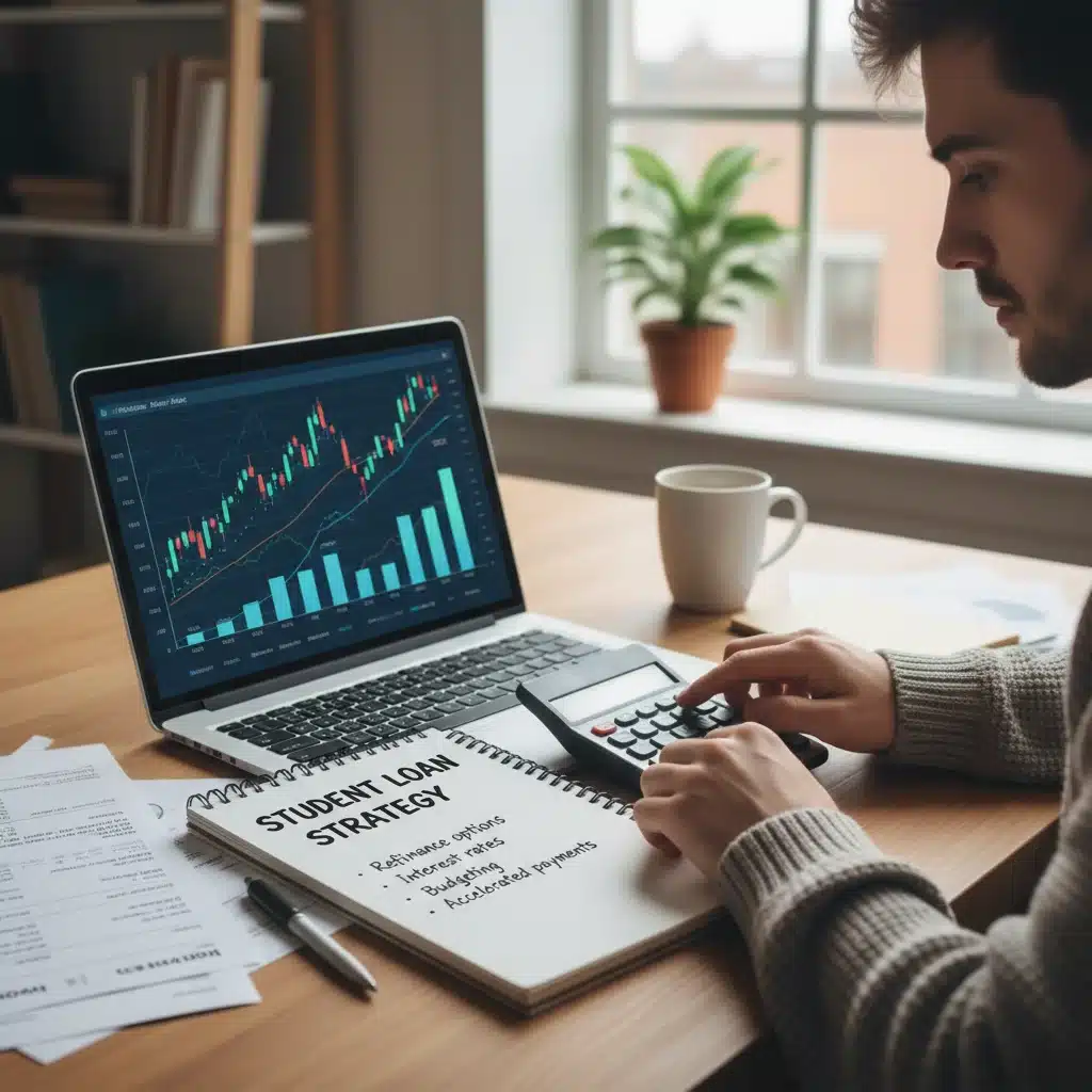Individual analyzing student loan repayment strategies
