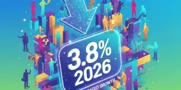 Infographic showing 2026 unemployment rate decline to 3.8 percent with diverse professionals.