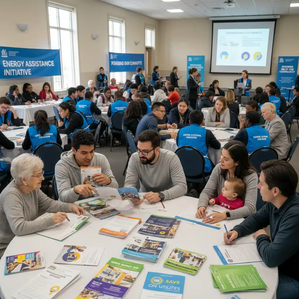 Community members discussing energy assistance programs at a local center