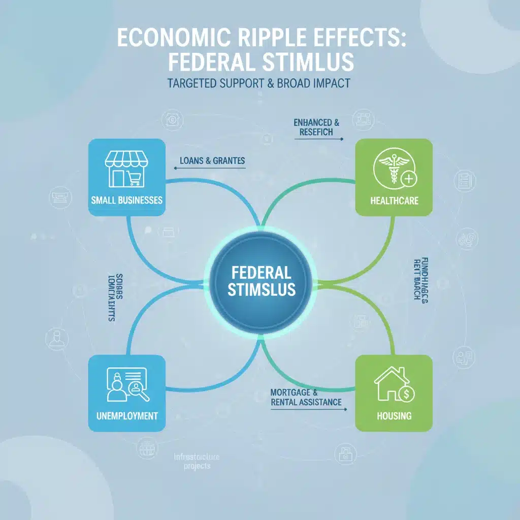 Infographic depicting economic sectors impacted by federal stimulus