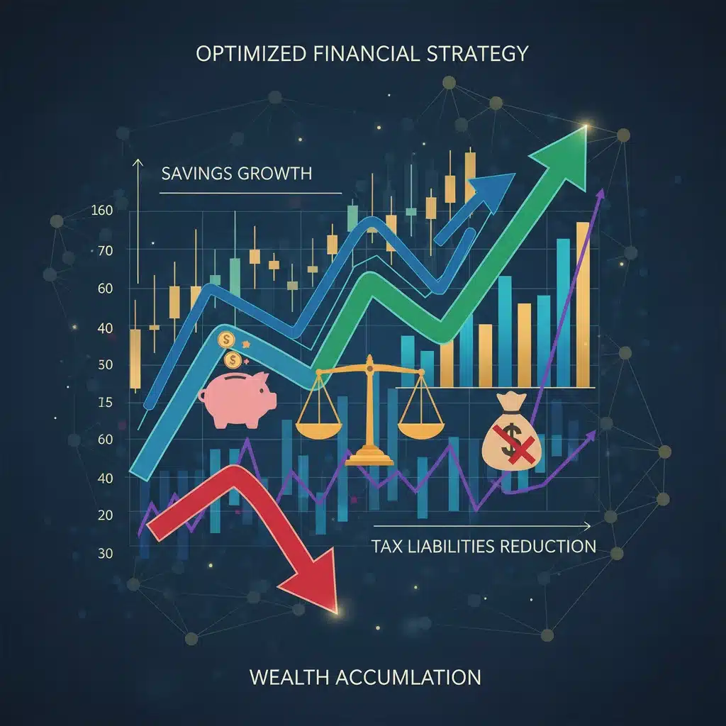 Financial chart showing optimized tax planning and savings strategies
