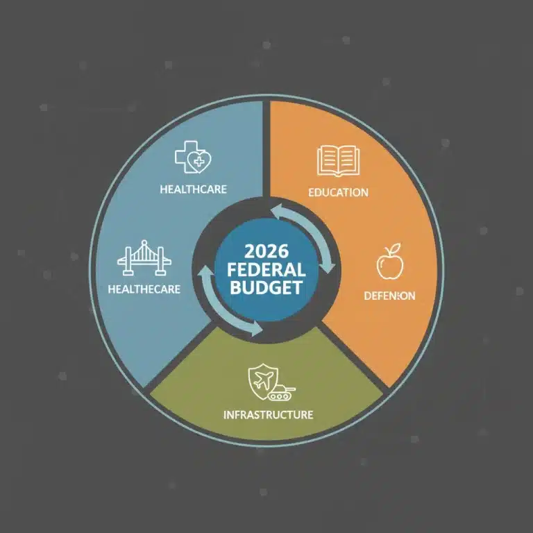 Infographic illustrating the allocation of the 2026 Federal Budget across key sectors.