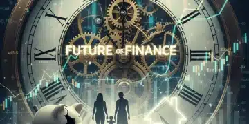 Economic charts and clock face symbolizing future Federal Reserve interest rate decisions affecting American families.