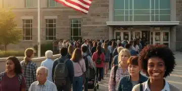Voters casting ballots at a polling station for the 2026 midterm elections