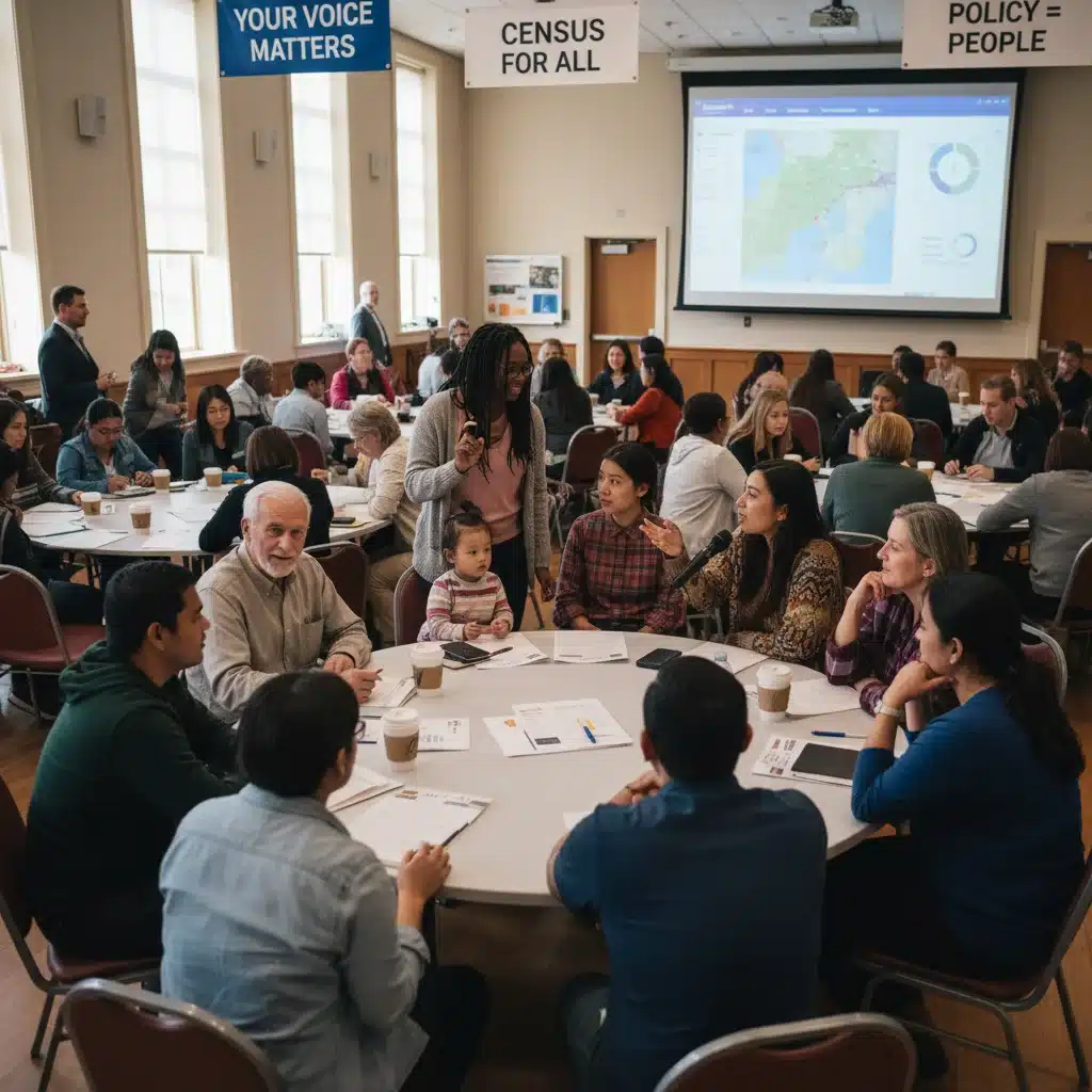 Diverse community members discussing policy, symbolizing how census data informs inclusive governance.