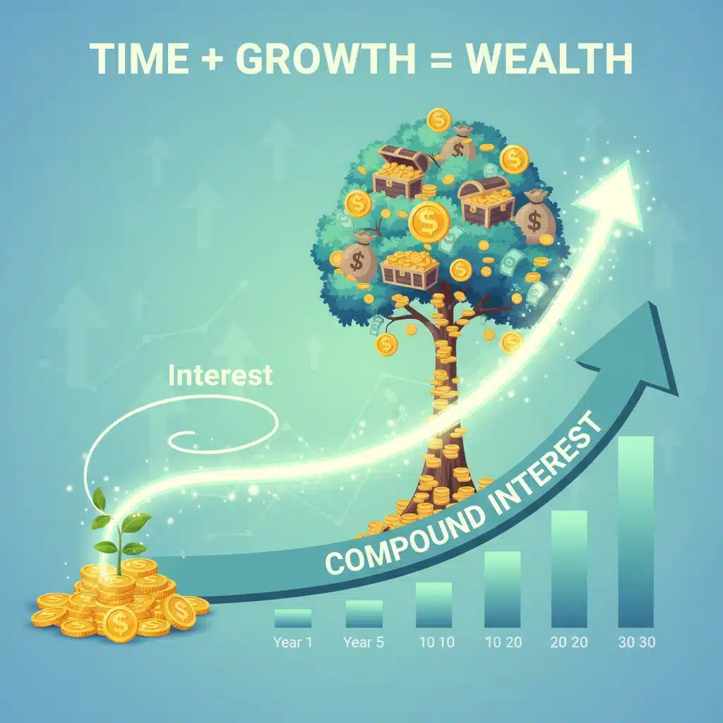 Visual representation of compound interest growth over time