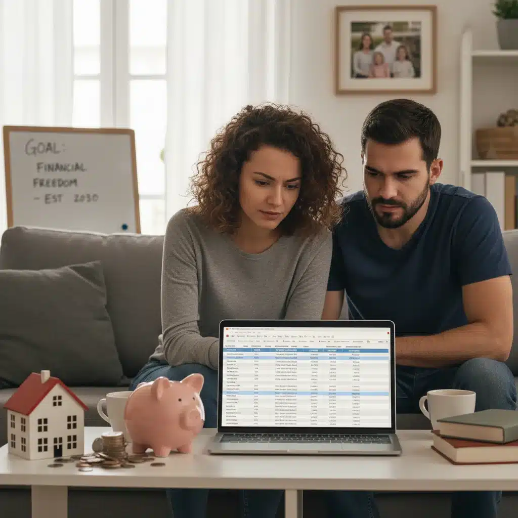 Couple reviewing budget and financial planning after debt management