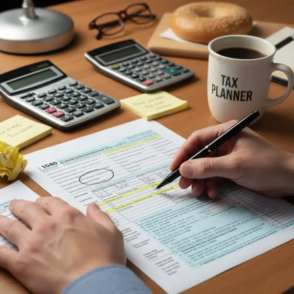 Hands highlighting tax form sections, detailed financial review