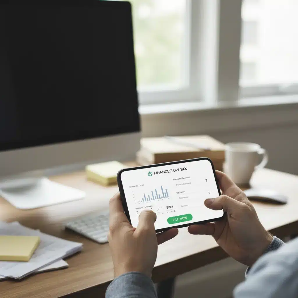 Person using a smartphone for digital tax planning, illustrating modern financial management.