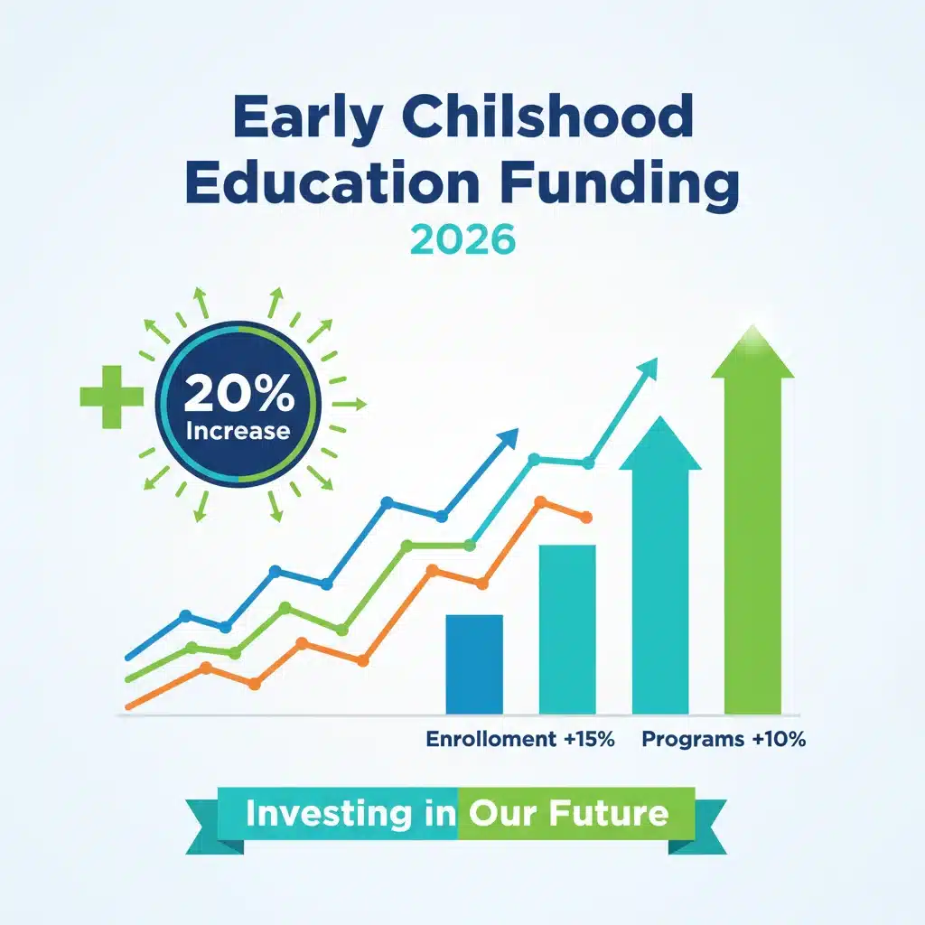 Infographic showing a 20% increase in early childhood education funding for 2026.