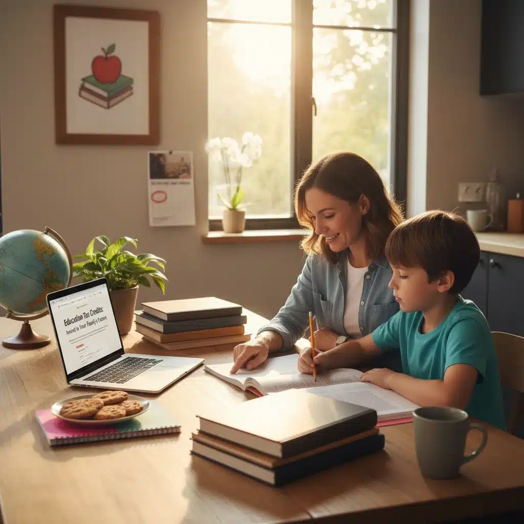 Parent helping child with homework, symbolizing education tax credits