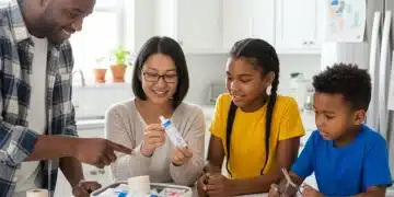 Family learning about first aid kit contents for emergency preparedness