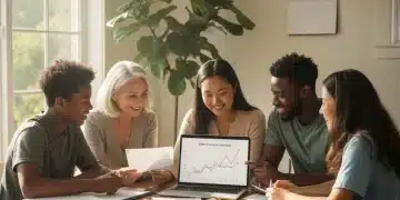 Family reviewing 2026 tax documents, smiling at financial planning