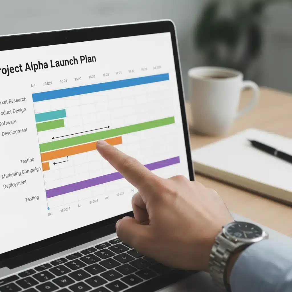 Gantt chart illustrating project planning and timelines