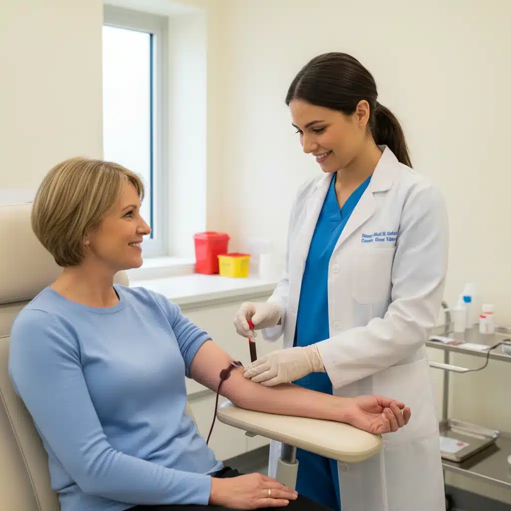 Healthcare professional performing a blood draw on a patient