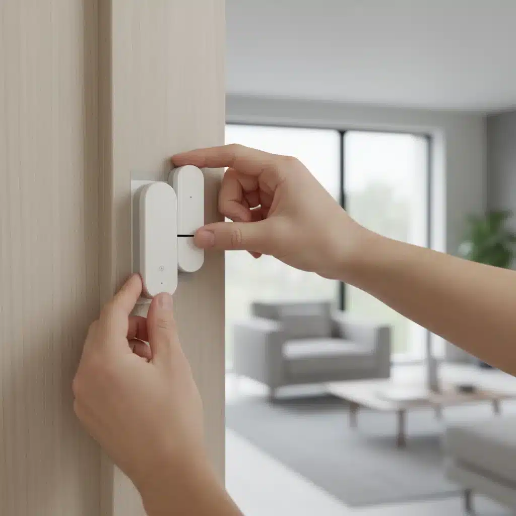 Person installing smart door window sensor