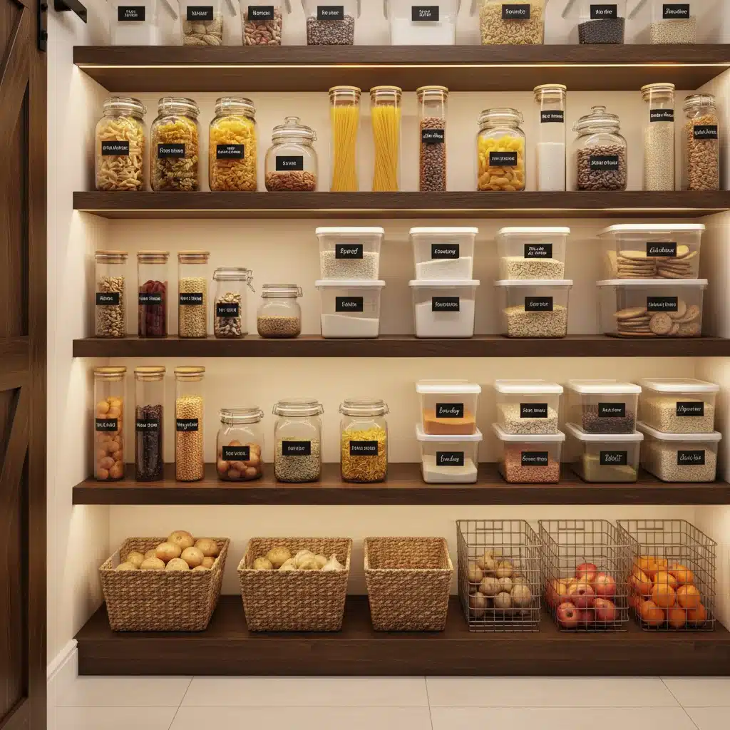 Airtight food storage in a clean kitchen pantry