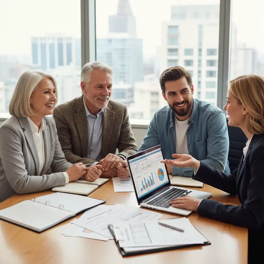 Multi-generational family discussing retirement strategies with a financial advisor
