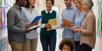 Boost Parental Engagement: 40% Increase in Education This Year Parents and teachers collaborating actively in a school setting, symbolizing effective parental involvement in education.