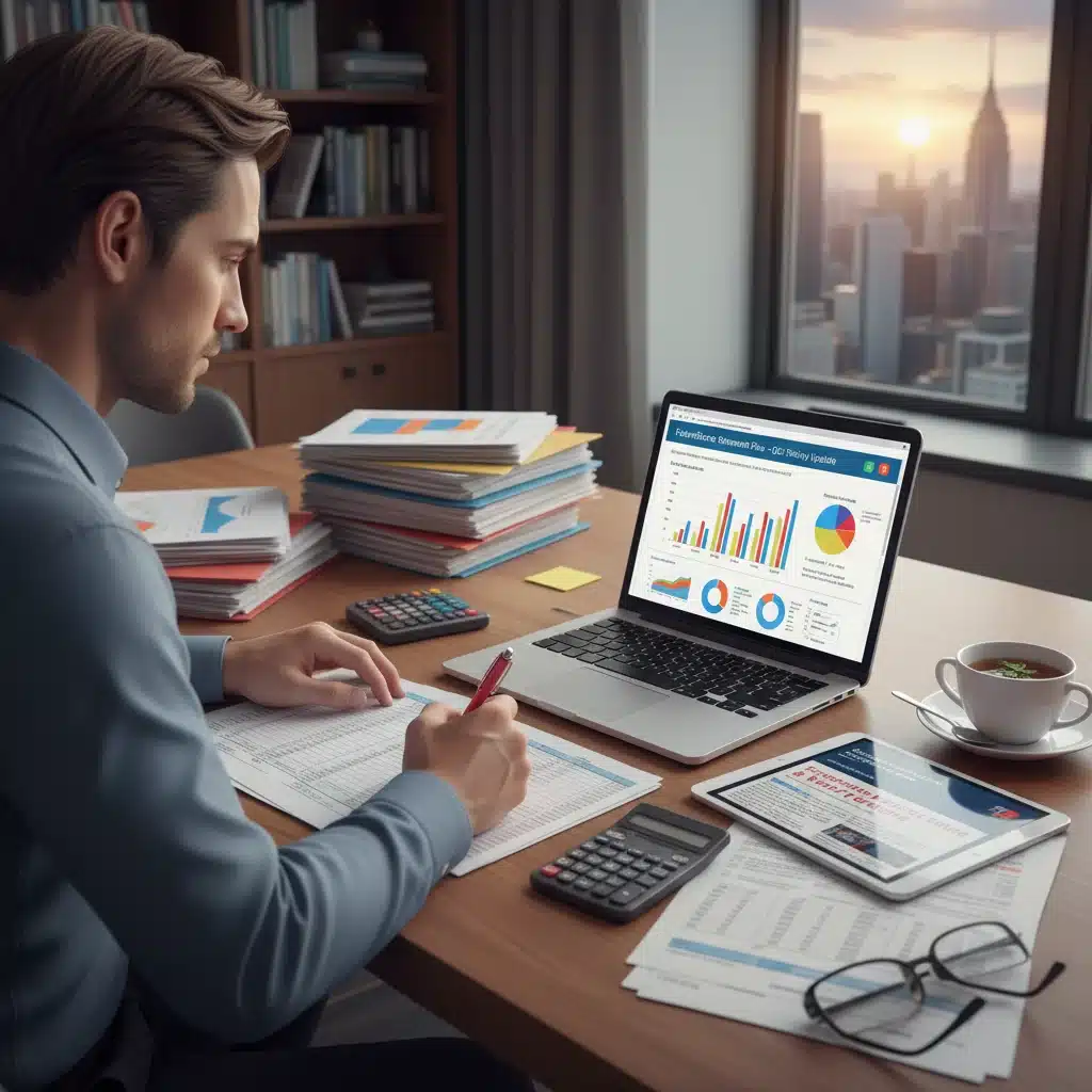 Individual reviewing retirement financial plans on a laptop