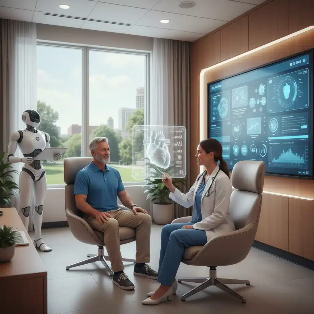 Doctor consulting with a veteran in a modern VA healthcare facility