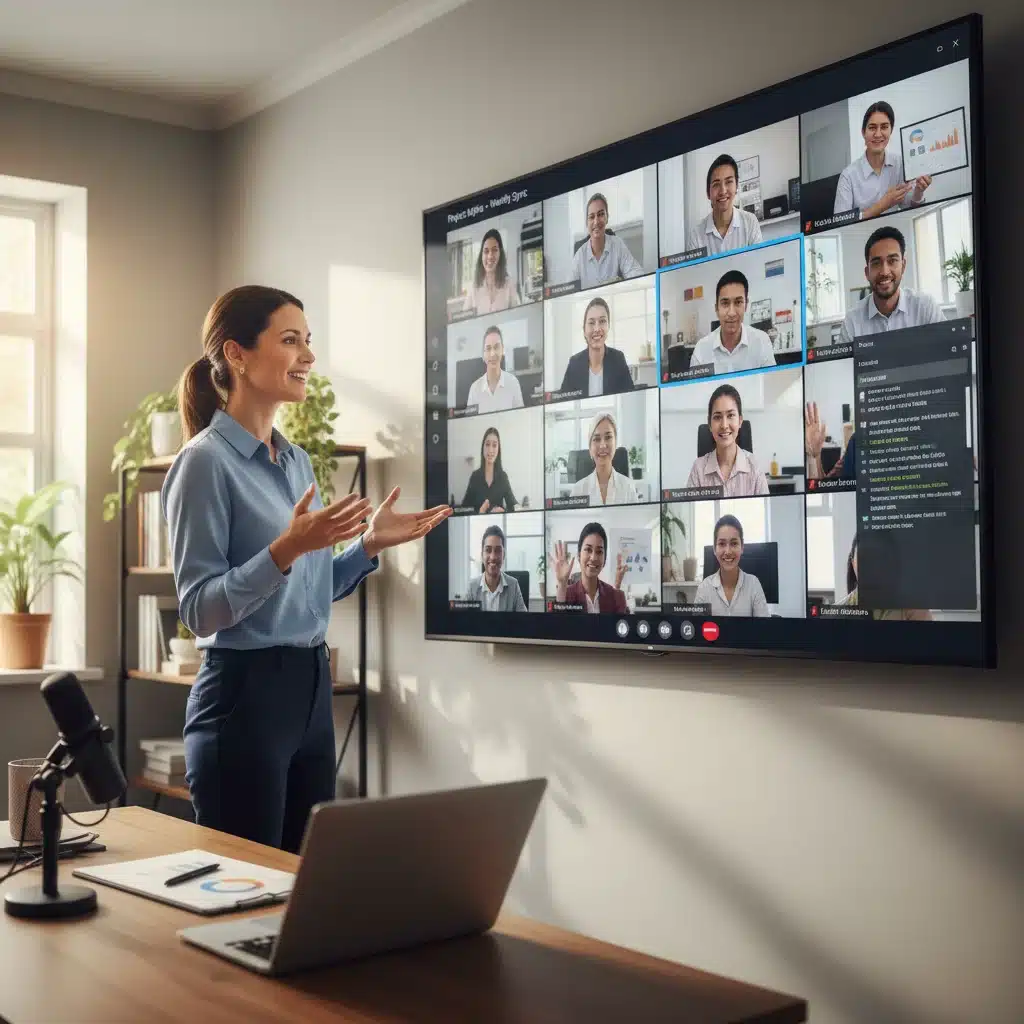 Project manager leading virtual team meeting