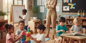 Early Childhood Education 2026: New US Curriculum Standards for Parents Happy diverse children learning in a modern early childhood classroom, illustrating new curriculum standards.