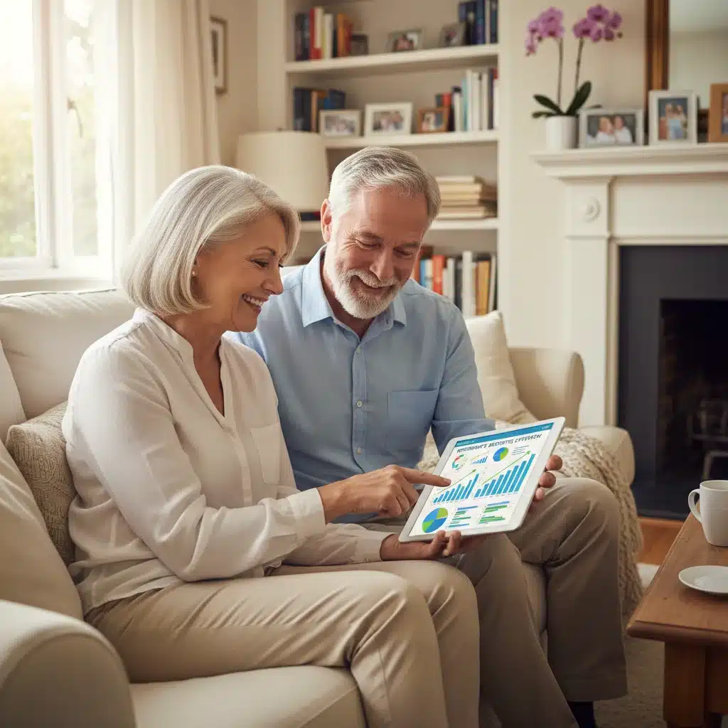 Senior couple reviewing retirement finances and Social Security benefits
