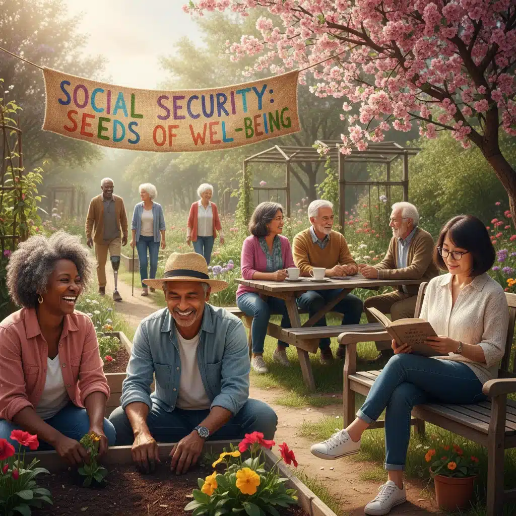 Happy senior citizens enjoying retirement, representing the beneficiaries of Social Security.