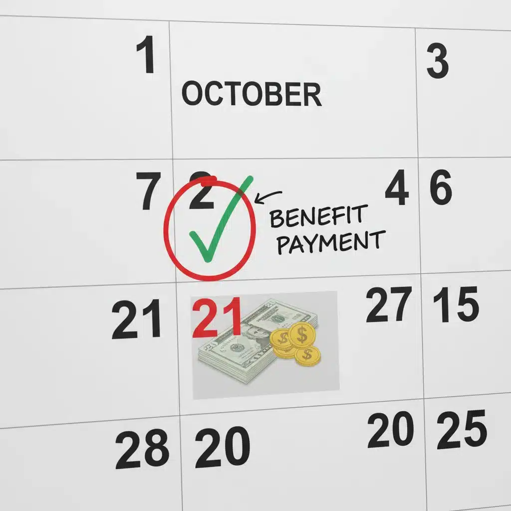 Calendar highlighting three-week timeline for receiving unemployment benefits